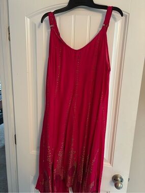 Fuchsia Dress with Gold Accent Straps